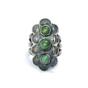 Navajo Turquoise Ring Split Shank ca 1930s Natural Cerillos Turquoise Size 5